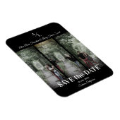 シンプルクラシック3枚の写真コラージュ婚約したカップル マグネット (右側)