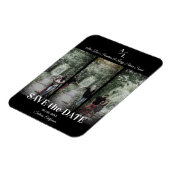 シンプルクラシック3枚の写真コラージュ婚約したカップル マグネット (左側)