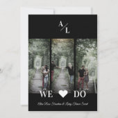 シンプルクラシック3枚の写真コラージュ婚約したカップル 招待状 (正面)