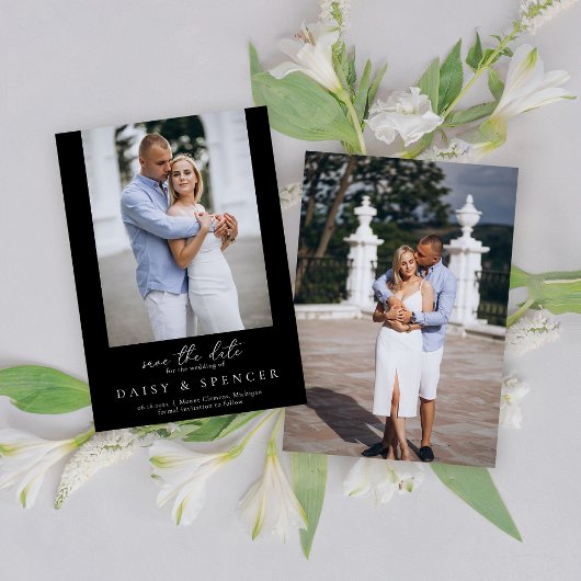 シンプルクラシックBlackモダン Photo結婚's セーブザデート