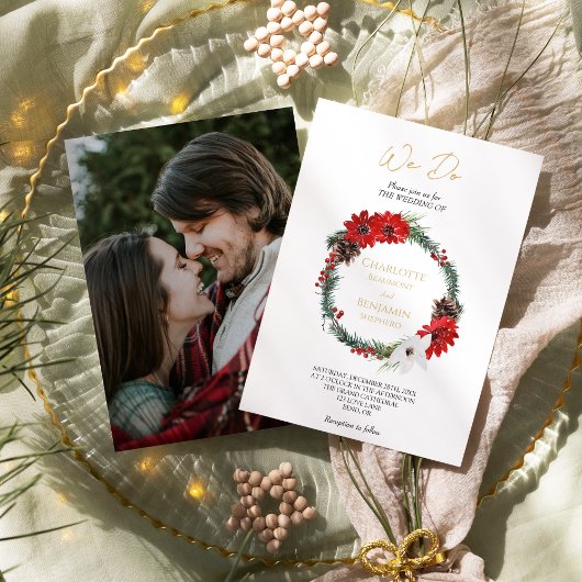 シンプルクラシックChristmas We Do Photo 結婚. 招待状