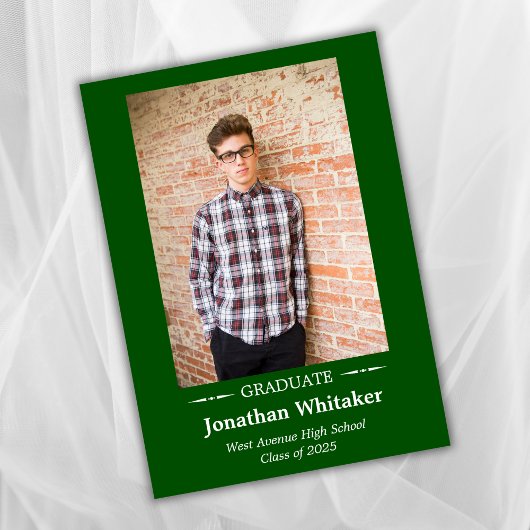 シンプルクラシックPhoto Green卒業発表 招待状