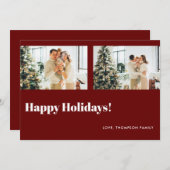 シンプルクラシックRed Photo Happy Holidays シーズンカード (正面/裏面)