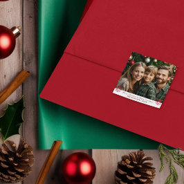 シンプルクラシックRed Snowflakes one photo スクエアシール