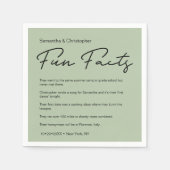 シンプルクラシックSage Greenおもしろいファクト結婚リスト スタンダードカクテルナプキン (正面)