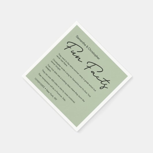 シンプルクラシックSage Greenおもしろいファクト結婚リスト スタンダードカクテルナプキン (角)