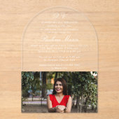 シンプルクラシックScript XV Photo Quinceanera アクリル招待状 (正面)