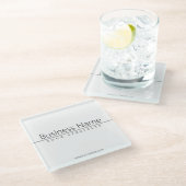 シンプルクラシーブラック文字オンホワイト ガラスコースター (アングル)