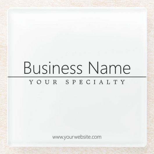 シンプルクラシーブラック文字オンホワイト ガラスコースター (正面)