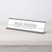 シンプルクラシーブラック文字オンホワイト デスクネームプレート (正面)