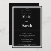 シンプルクラシーブラック&ホワイト結婚式招待状 招待状 (正面/裏面)