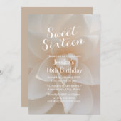シンプルクラシーホワイトフローラスウィート16 招待状 (正面/裏面)