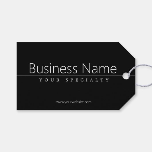 シンプルクラシーホワイト文字オンブラック ギフトタグ (正面(横))