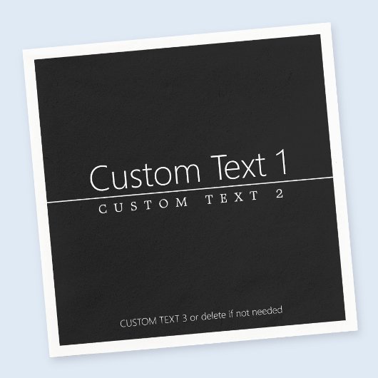 シンプルクラシーホワイト文字オンブラック スタンダードカクテルナプキン