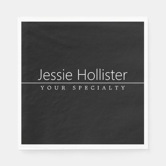 シンプルクラシーホワイト文字オンブラック スタンダードランチョンナプキン (正面)