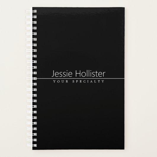 シンプルクラシーホワイト文字オンブラック プランナー手帳 (正面)