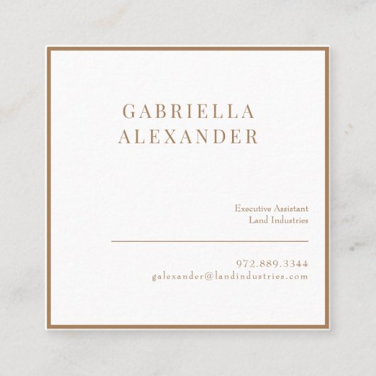 シンプルクラシーホワイト&金ゴールドスクエア スクエア名刺 (正面)