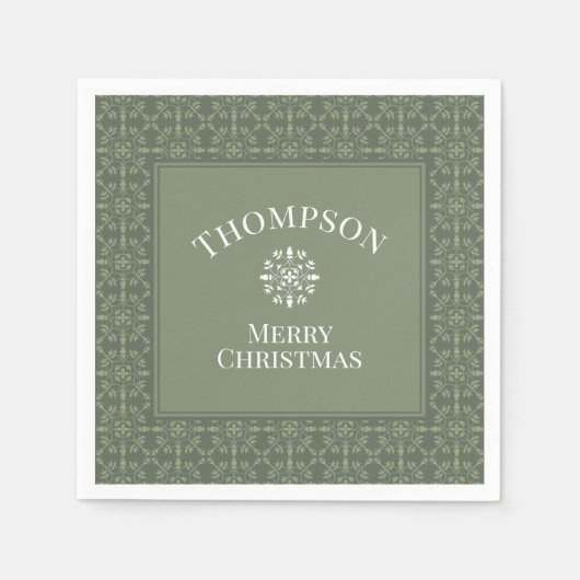 シンプルクラシー冬パターンホリデークリスマス スタンダードカクテルナプキン (正面)