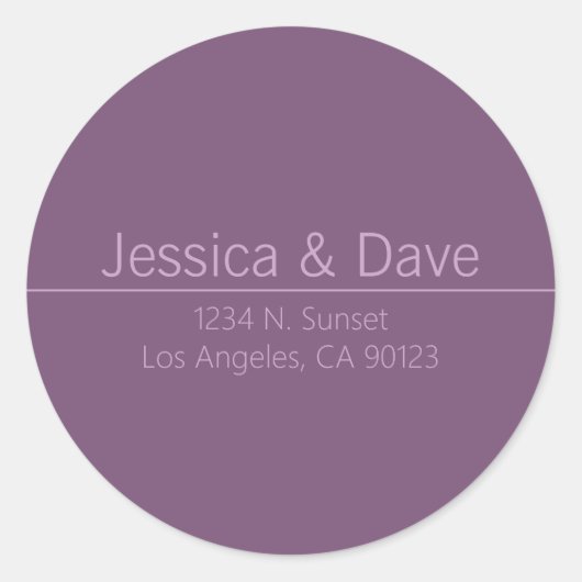 シンプルクラシー結婚パープル差出人住所 ラウンドシール (正面)