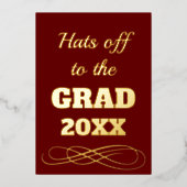 シンプルクラスのブルゴーニュ帽子が卒業まで 箔招待状 (正面)