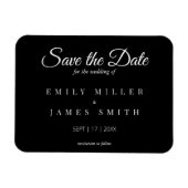 シンプルクラスの白黒結婚式の日付を保存 マグネット (横)