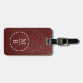 シンプルクラスダークマルーンレッドレザールック ラゲッジタグ (正面横)