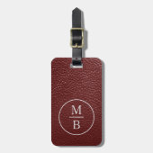 シンプルクラスダークマルーンレッドレザールック ラゲッジタグ (正面縦)