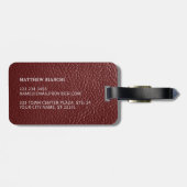 シンプルクラスダークマルーンレッドレザールック ラゲッジタグ (裏面横)