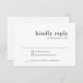 シンプルクラス |白黒結婚の 出欠カード (正面/裏面)