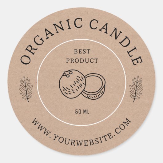 シンプルクラフトキャンドルパッケージ ラウンドシール (正面)