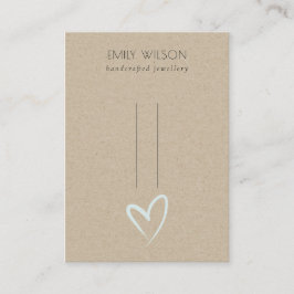 シンプルクラフトブルーハートヘアクリップのピン表示 名刺