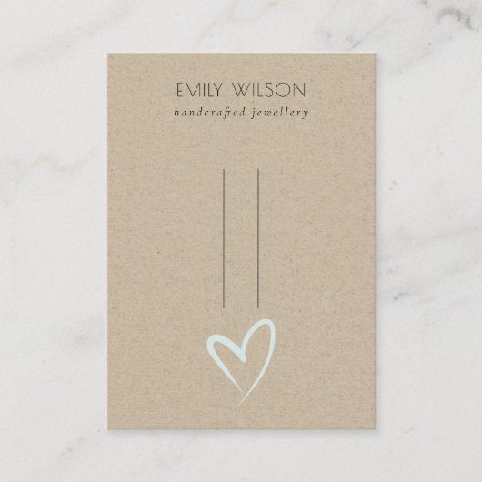 シンプルクラフトブルーハートヘアクリップのピン表示 名刺 (正面)