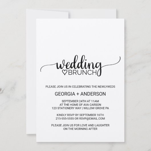 シンプルクラフト書結婚道のブランチ 招待状 (正面)