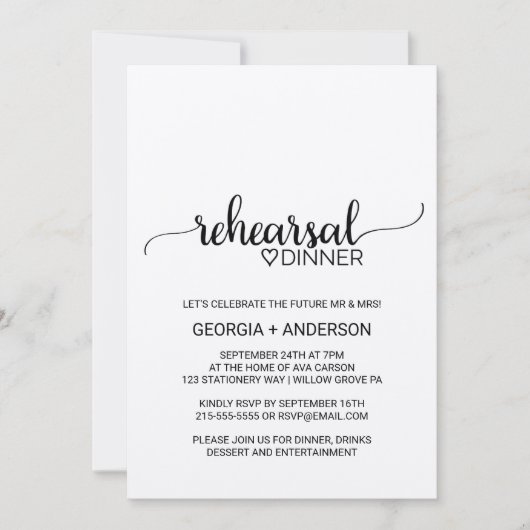 シンプルクラフト書道リハーサルディナー 招待状 (正面)