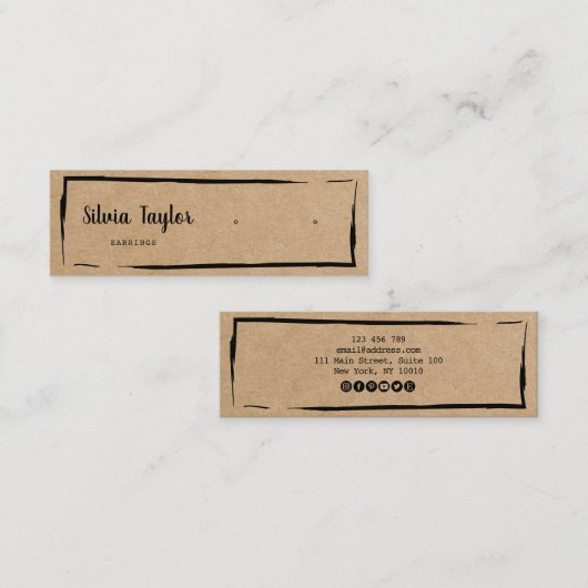 シンプルクラフト紙イヤリングディスプレイミニバス スキニー名刺 (正面/裏面)