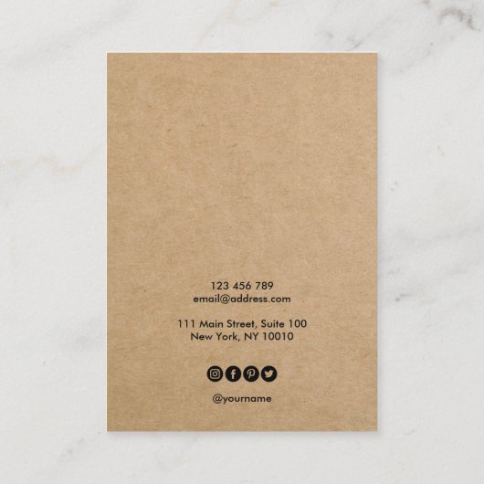 シンプルクラフト紙イヤリングネックレスディスプレイカード 名刺 (裏面)