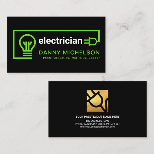 シンプルクリエイティブグリーン電気配線回路 名刺 (正面/裏面)