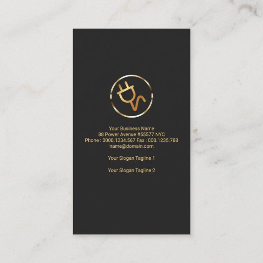 シンプルクリエイティブメタリックパワーポイント電気技師 名刺 (裏面)