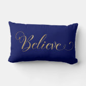 シンプルクリエレガントスマス信じ金ゴールドネービーブルー ランバークッション (裏面)