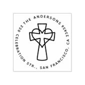 シンプルクリスチャンファミリーネームラウンド差出人住所 ラバースタンプ (インプリント)