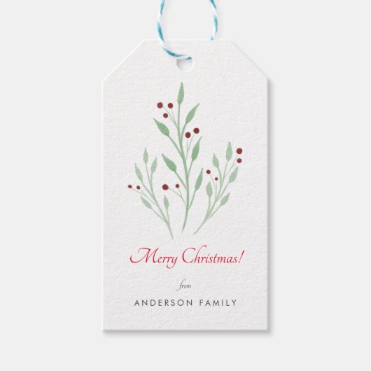 シンプルクリスマスさくらんぼホリデーズギフトラベル ギフトタグ (正面)