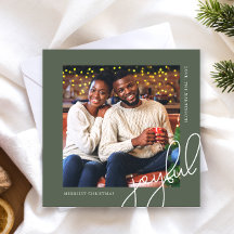 シンプルクリスマスのドット緑の喜びのスクリプト写真