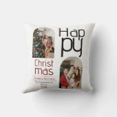 シンプルクリスマスの休日のモダンタイポグラフィ写真 クッション (裏面)