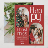 シンプルクリスマスの休日のモダンタイポグラフィ写真 シーズンカード (正面/裏面)