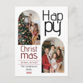 シンプルクリスマスの休日のモダンタイポグラフィ写真 シーズンポストカード (正面)