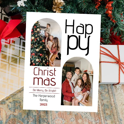 シンプルクリスマスの休日のモダンタイポグラフィ写真 シーズンポストカード