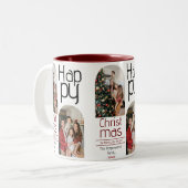 シンプルクリスマスの休日のモダンタイポグラフィ写真 ツートーンマグカップ (正面左)