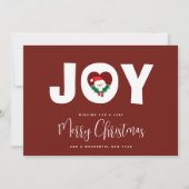 シンプルクリスマスの喜びと可愛いサンタホリーベリー シーズンカード (正面)