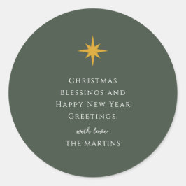 シンプルクリスマスの星パーソナライズされた宗教 ラウンドシール