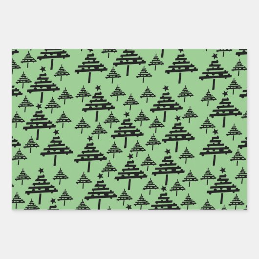 シンプルクリスマスの木のパターン休日 ラッピングペーパーシート (正面3)